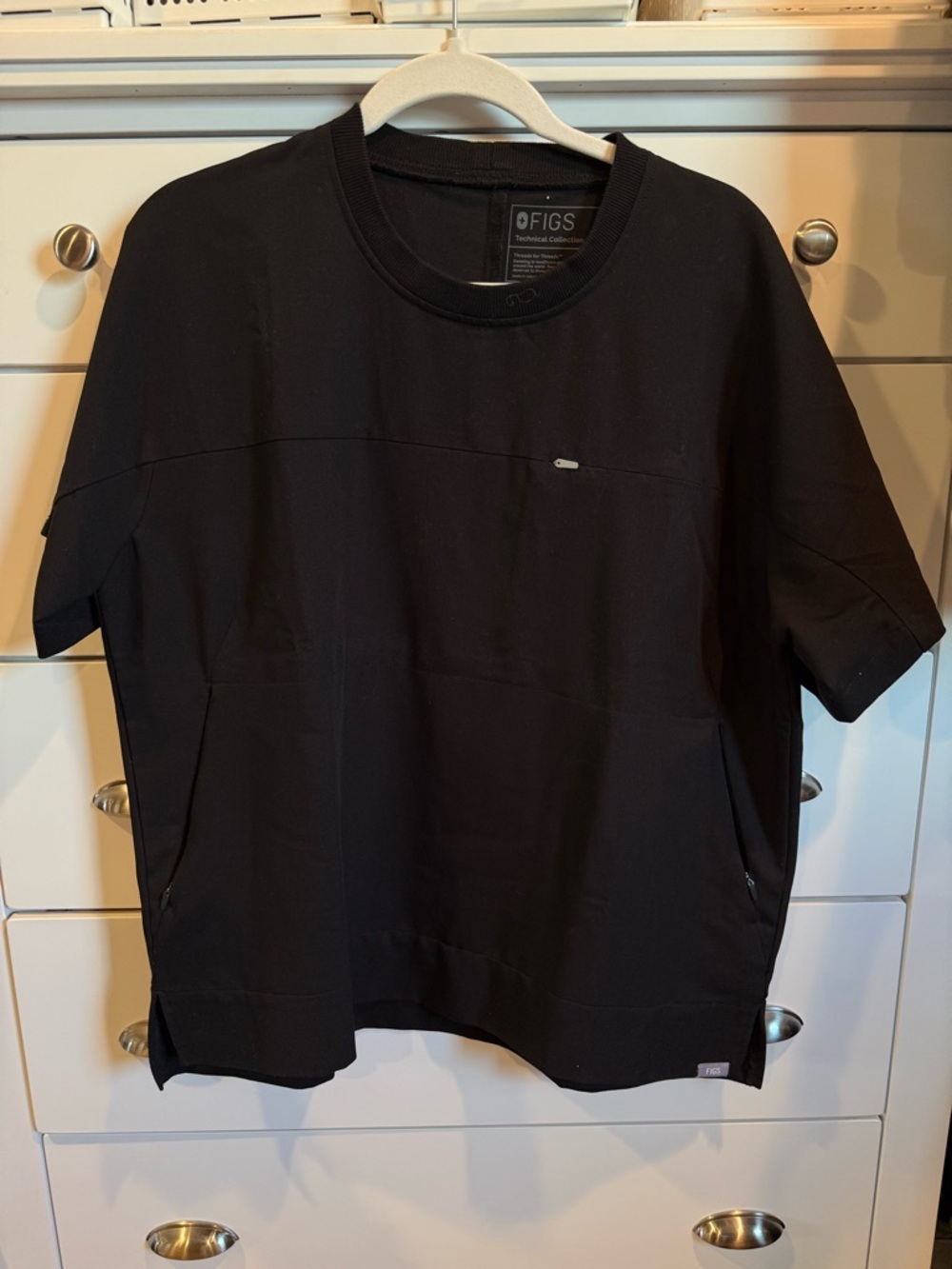 FIGS Black Short-Sleeve Technical Tee